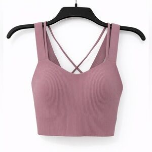 Lululemon Like a Cloud Ribbed Longline Bra D/DD Soft Support Yoga Top Size 2